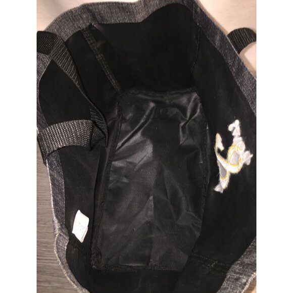 Thirty-One Bows & Brushes Grey Canvas Tote Bag Yellow & White Embroidery Pockets - Picture 5 of 11